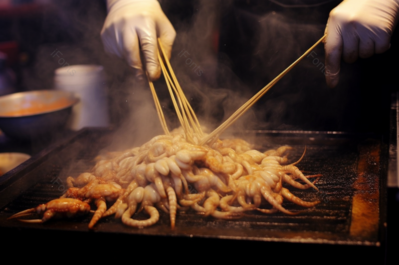 鱿鱼烤串烧烤麻辣美食实拍摄影图,高清,摄影图,摄影图片,图片大全,摄影图免费下载